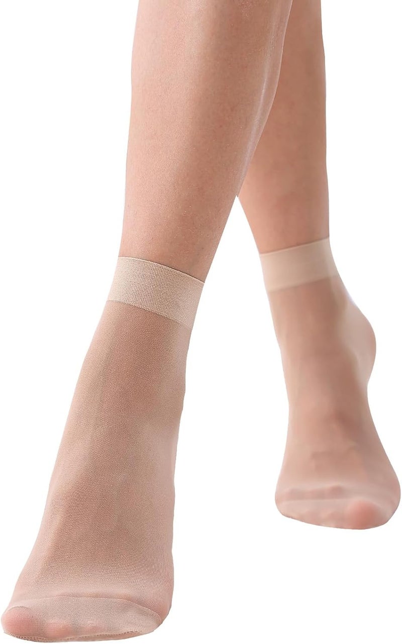 FeinYee 9 Pairs(in Gift Box) Ankle Sheer Socks For Women,Premium 20D Reinforced Toes in Black & Nude One Size - Image 4